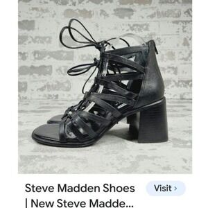 Steve Madden Cherri Sandals‎ Leather Block Heel 7.5